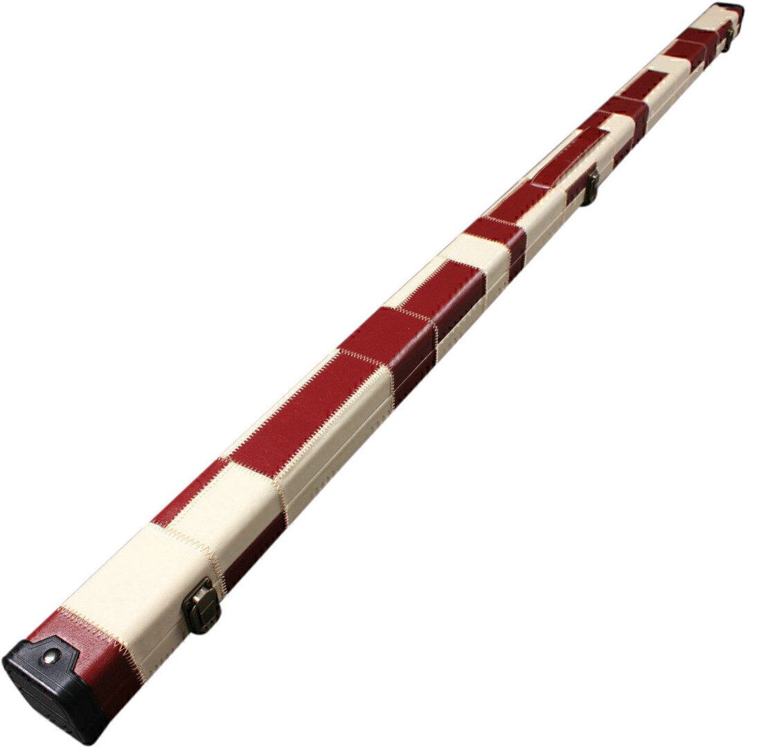 Handmade 1 Piece Slimline Red/White Patchwork Snooker Cue Case With Single Slot Handmade 1 Piece Slimline Red/White Patchwork Snooker Cue Case With Single Slot