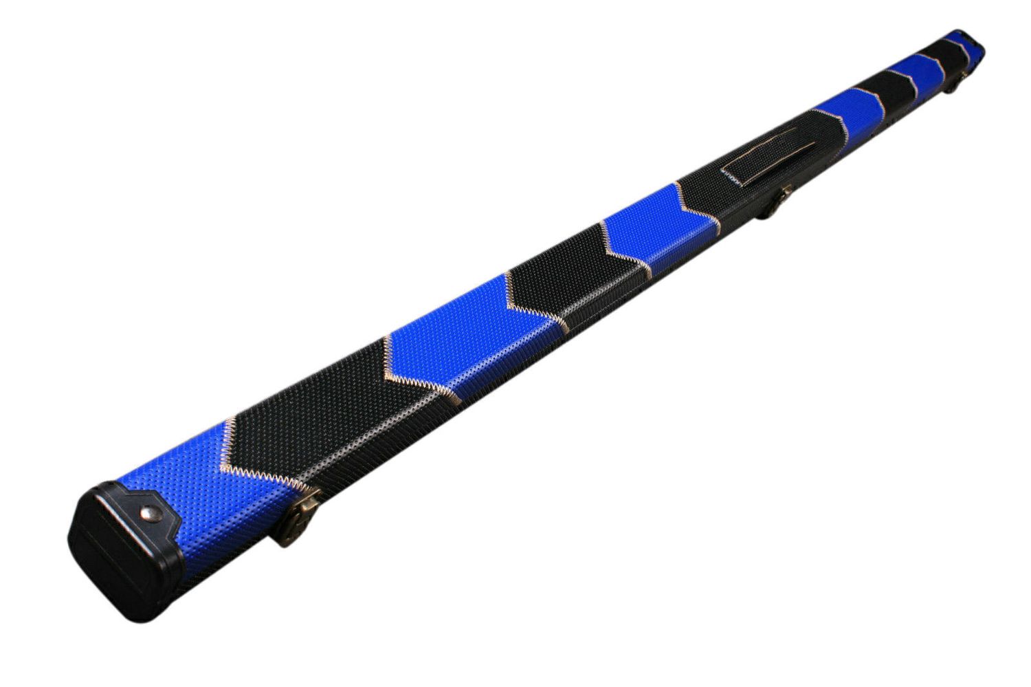 Handmade 1 Piece Slimline Blue/Black Patchwork Snooker Cue Case With Single Slot Handmade 1 Piece Slimline Blue/Black Patchwork Snooker Cue Case With Single Slot