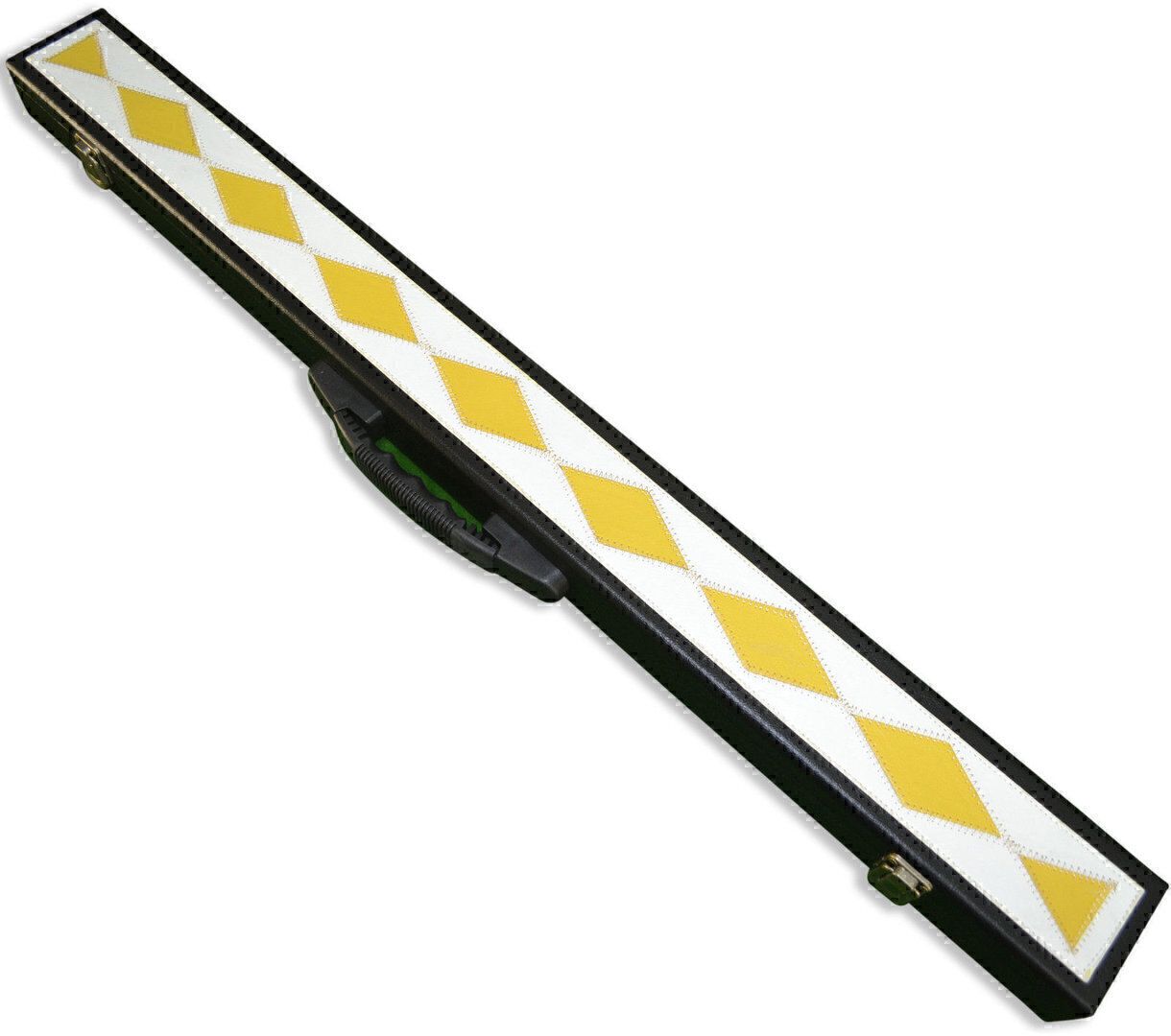 Deluxe Handmade 1/2 Jointed Yellow Diamond Design 2 Compartment Snooker Cue Case Deluxe Handmade 1/2 Jointed Yellow Diamond Design 2 Compartment Snooker Cue Case
