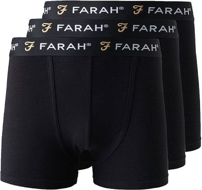 Farah Mens Boxer Shorts 3 Pack All Black Farah Mens Boxer Shorts 3 Pack All Black