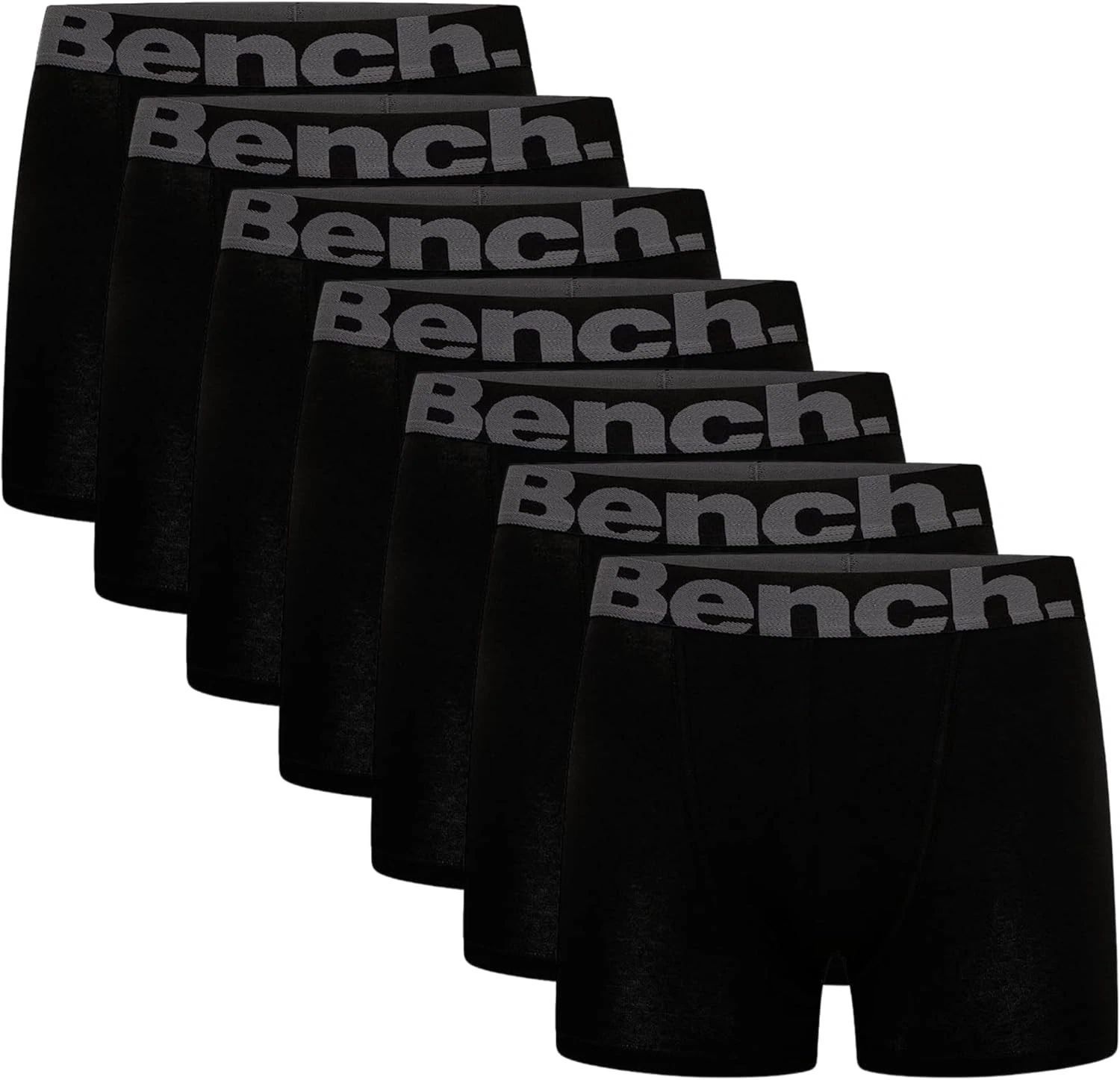 Bench 7 Pack Suttonia Mens Designer Boxer Shorts / Trunks in Black Bench 7 Pack Suttonia Mens Designer Boxer Shorts / Trunks in Black
