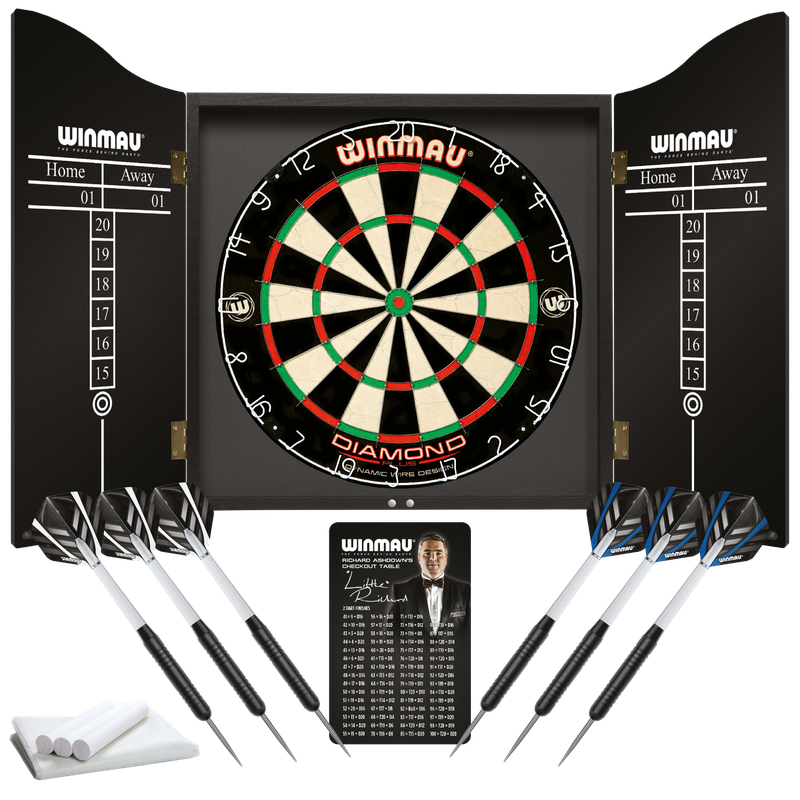 Winmau Professional Dart Set With Diamond Dartboard and Black Classic Cabinet Winmau Professional Dart Set With Diamond Dartboard and Black Classic Cabinet