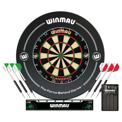 Winmau Professional Diamond Plus Dartboard and Surround Set with Darts and Oche Winmau Professional Diamond Plus Dartboard and Surround Set with Darts and Oche