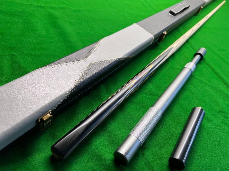 1 Piece Handmade Ash Shaft Black Ebony Snooker Cue Set With Deluxe Case and Telescopic Extensions