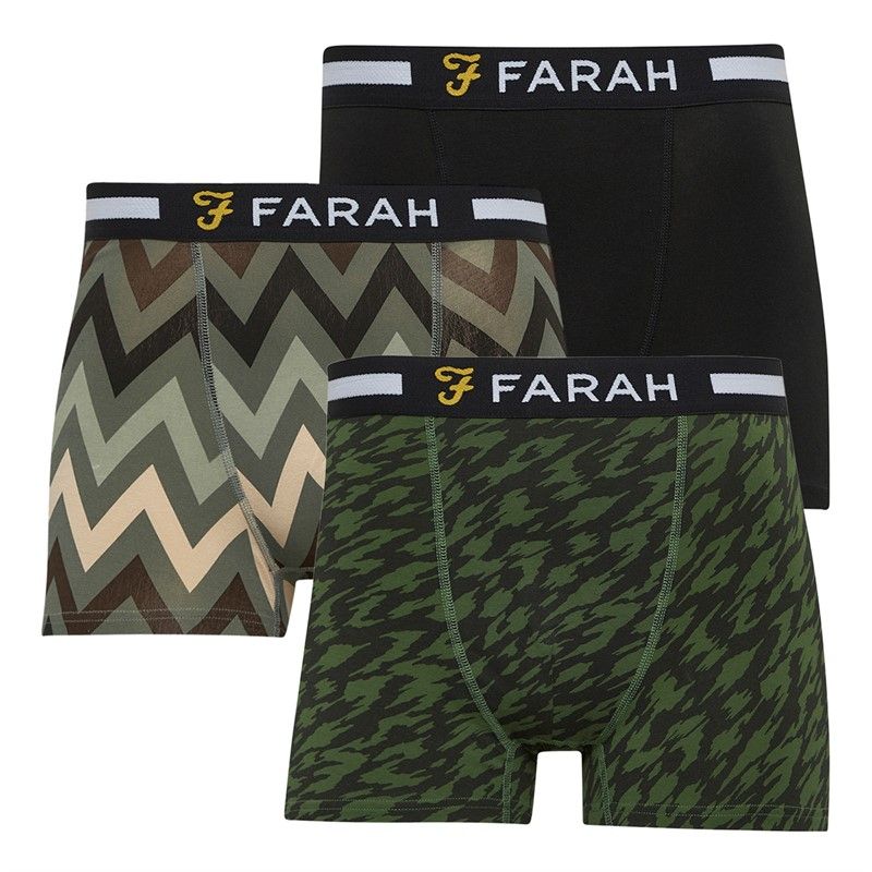 Farah Palsim Mens Boxer Shorts 3 Pack Camo Mix Farah Palsim Mens Boxer Shorts 3 Pack Camo Mix
