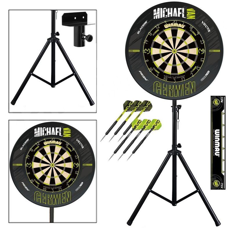 Michael Van Gerwen Complete Darts Set with Portable Stand + Dartboard With Surround and Darts Michael Van Gerwen Complete Darts Set with Portable Stand + Dartboard With Surround and Darts