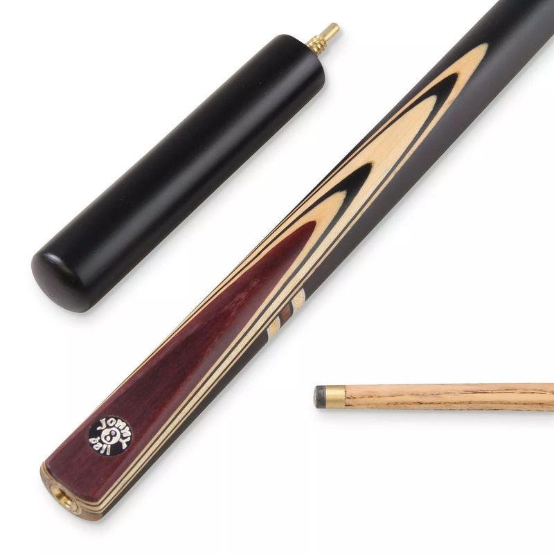 Redwood Half Moon 3/4 Ebonised 4 Point Butt Snooker Pool Cue with Real Splices - 9mm tip + Mini Butt