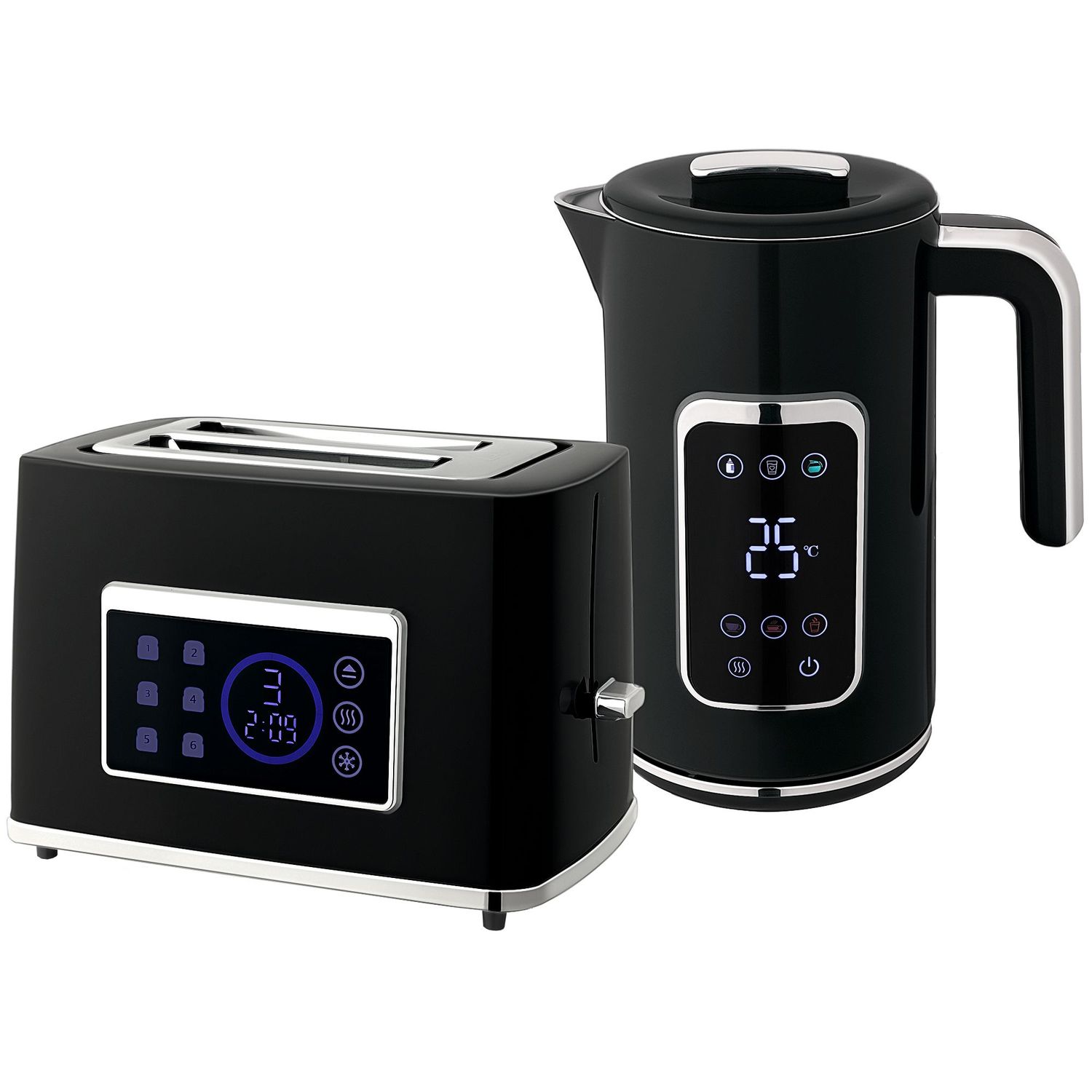 Kettle and Toaster Set 1.7L with Rapid Boil 3000W in Black