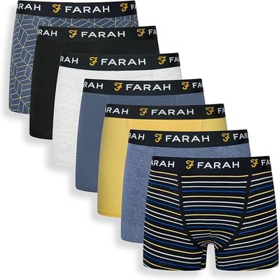 Farah 7 Pack Madhu Mens Designer Boxer Shorts / Trunks in Multicolour Farah 7 Pack Madhu Mens Designer Boxer Shorts / Trunks in Multicolour