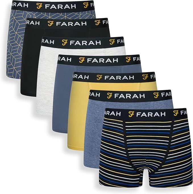 Farah 7 Pack Madhu Mens Designer Boxer Shorts / Trunks in Multicolour Farah 7 Pack Madhu Mens Designer Boxer Shorts / Trunks in Multicolour