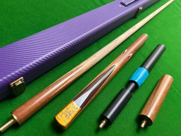 57 Inch Handmade Spliced 3/4 Jointed Ash Snooker Cue Set with Case + Extensions 57 Inch Handmade Spliced 3/4 Jointed Ash Snooker Cue Set with Case + Extensions