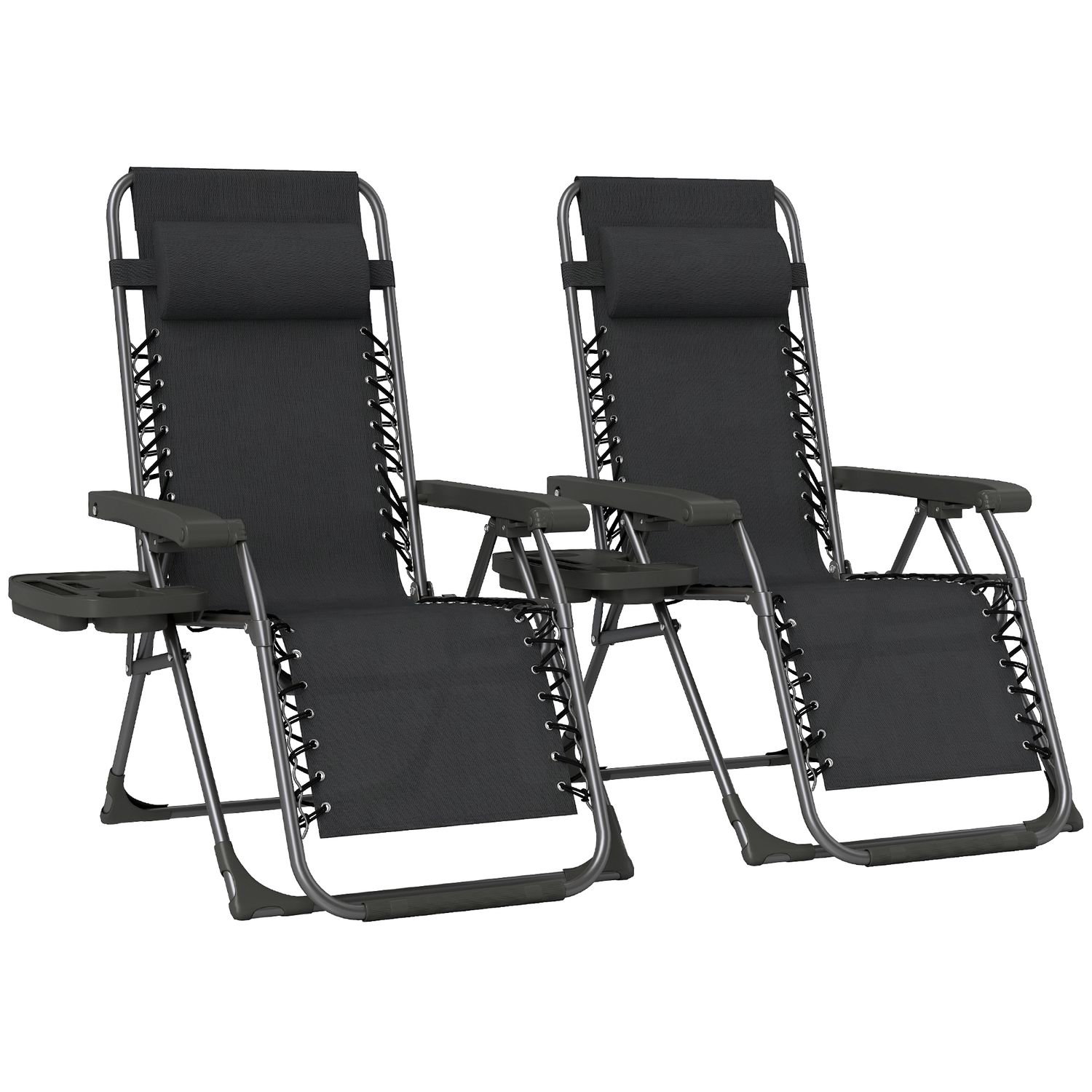 Set of 2 Folding Sun Loungers Reclining Garden Chairs Set of 2 Folding Sun Loungers Reclining Garden Chairs