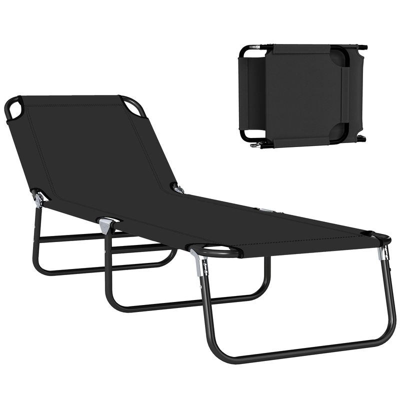 Foldable Sun Lounger with 5-Position Adjustable Backrest
