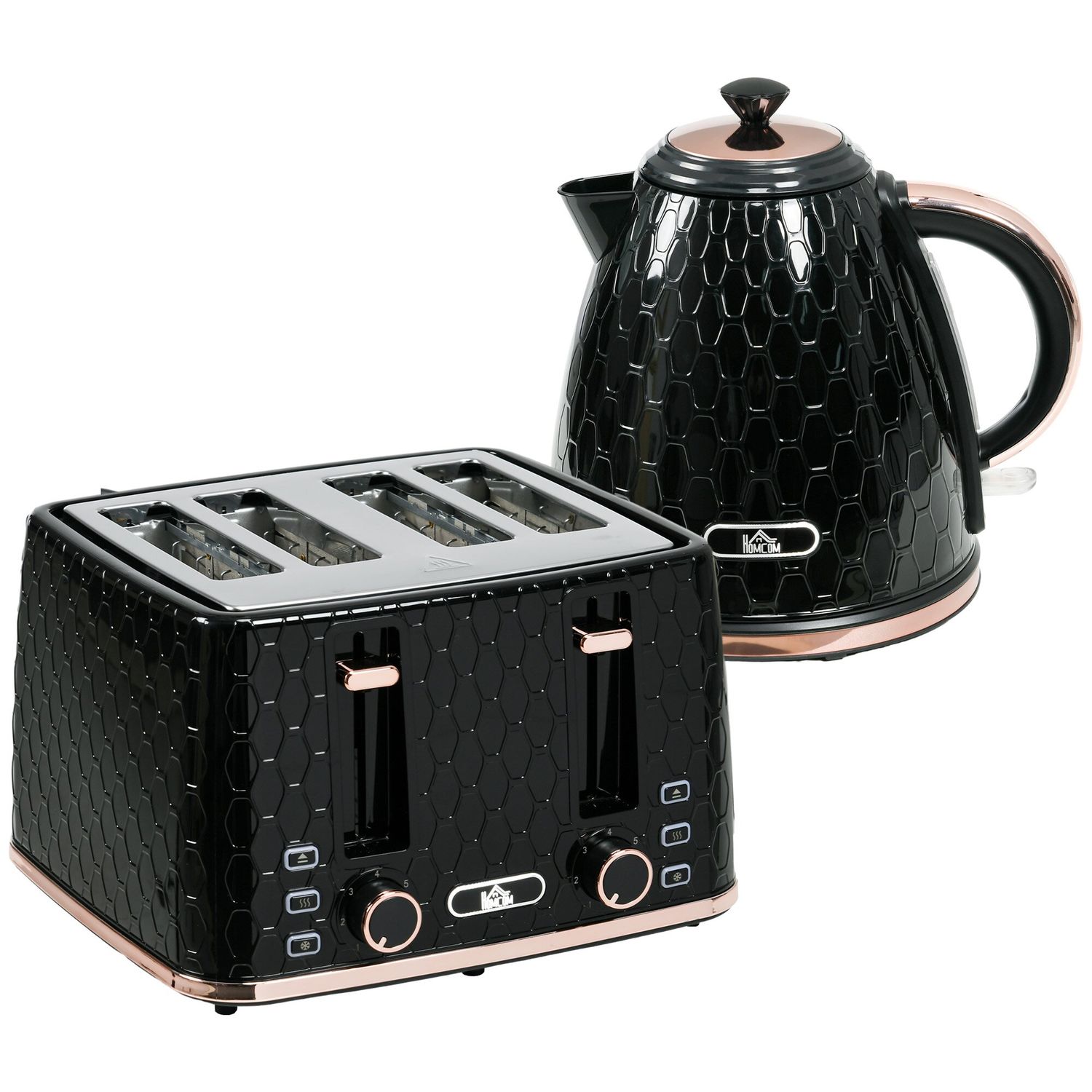 Luxury 3000W Fast Boil 1.7L Kettle and 4 Toaster Set