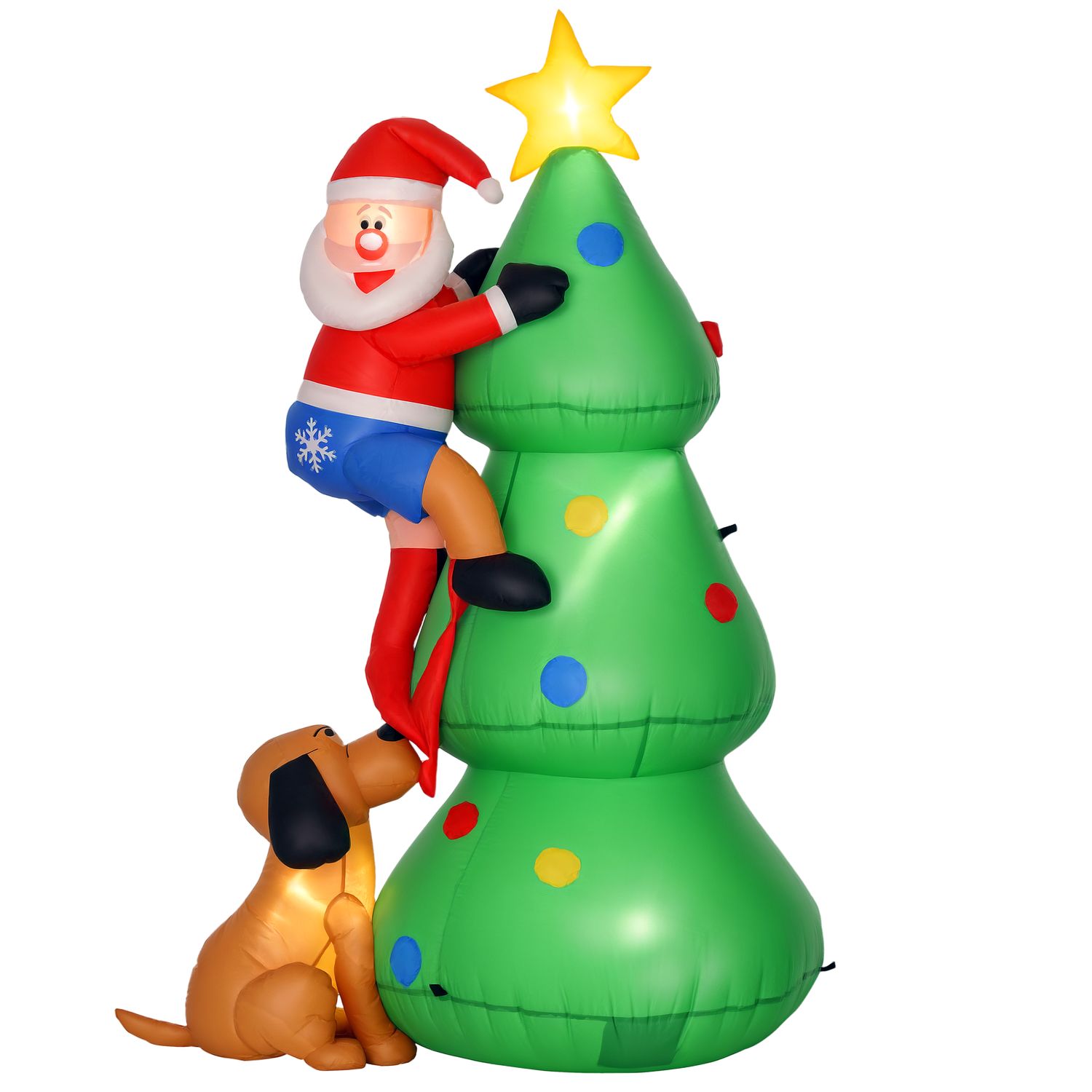 6ft Inflatable Christmas Tree with Santa Claus and Dog LED Lighted 6ft Inflatable Christmas Tree with Santa Claus and Dog LED Lighted