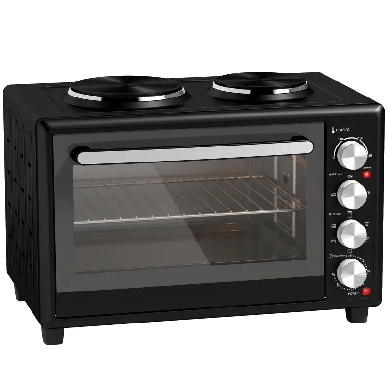 Electric Mini Oven 46L with Dual Hot Plates, 90–230°C
