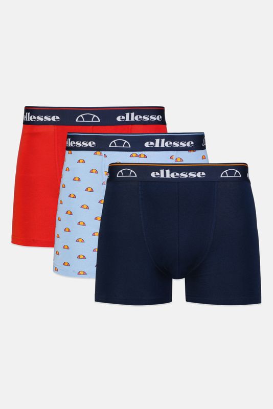 Ellesse Mens Designer Boxer Shorts / Trunks 3 Pack in Red Blue Navy