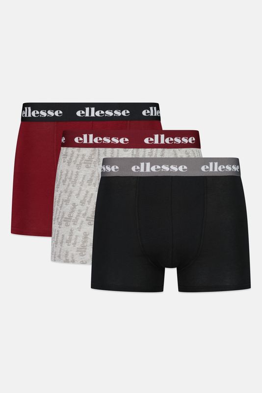 Ellesse Mens Designer Boxer Shorts / Trunks 3 Pack in Grey Marl Black