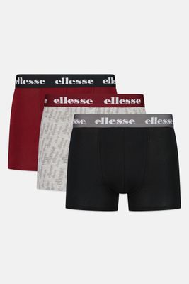 Ellesse Mens Designer Boxer Shorts / Trunks 3 Pack in Grey Marl Black