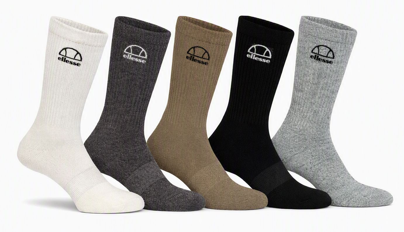 Ellesse 5 Pack Mens Crew Socks Linear Mixed Core 7-11 Ellesse 5 Pack Mens Crew Socks Linear Mixed Core 7-11