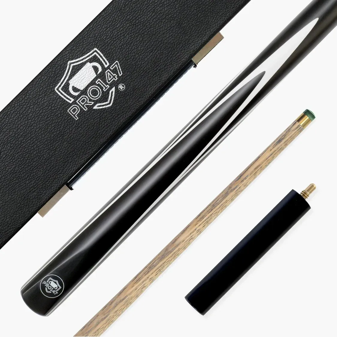 Black and White Striker 3/4 Jointed Snooker Pool Cue Set with 9.5mm Tip and Case Black and White Striker 3/4 Jointed Snooker Pool Cue Set with 9.5mm Tip and Case