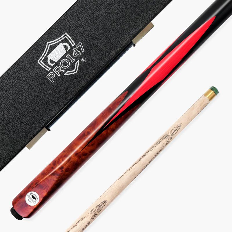 57 57" Eclipse Red 3/4 Jointed Ash Snooker / Pool Cue Set with 9.5mm Layered Tip