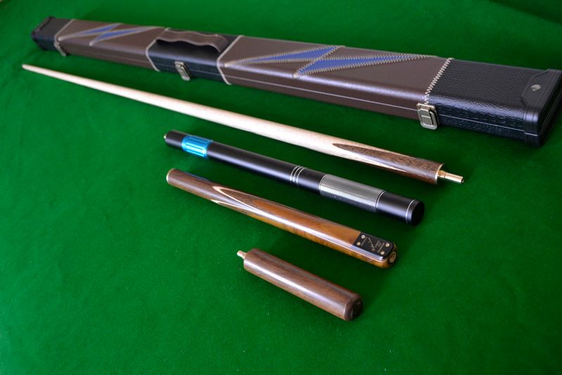 57 57" Handmade 3/4 Snooker Cue, Rosewood Butt, Ash Shaft, Stunning Case, Mini-Butt and an Extension.