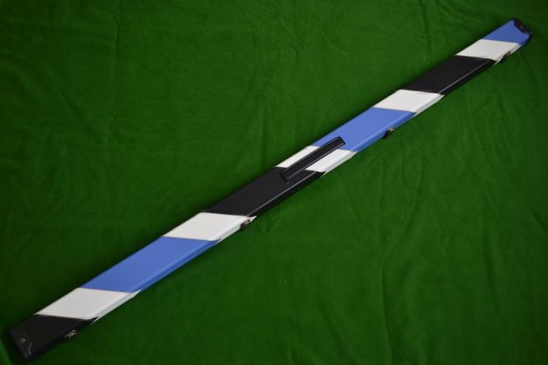 1 Piece Deluxe Design Snooker Cue Case - Space for 2 Cues - Blue/White/Black 1 Piece Deluxe Design Snooker Cue Case - Space for 2 Cues - Blue/White/Black