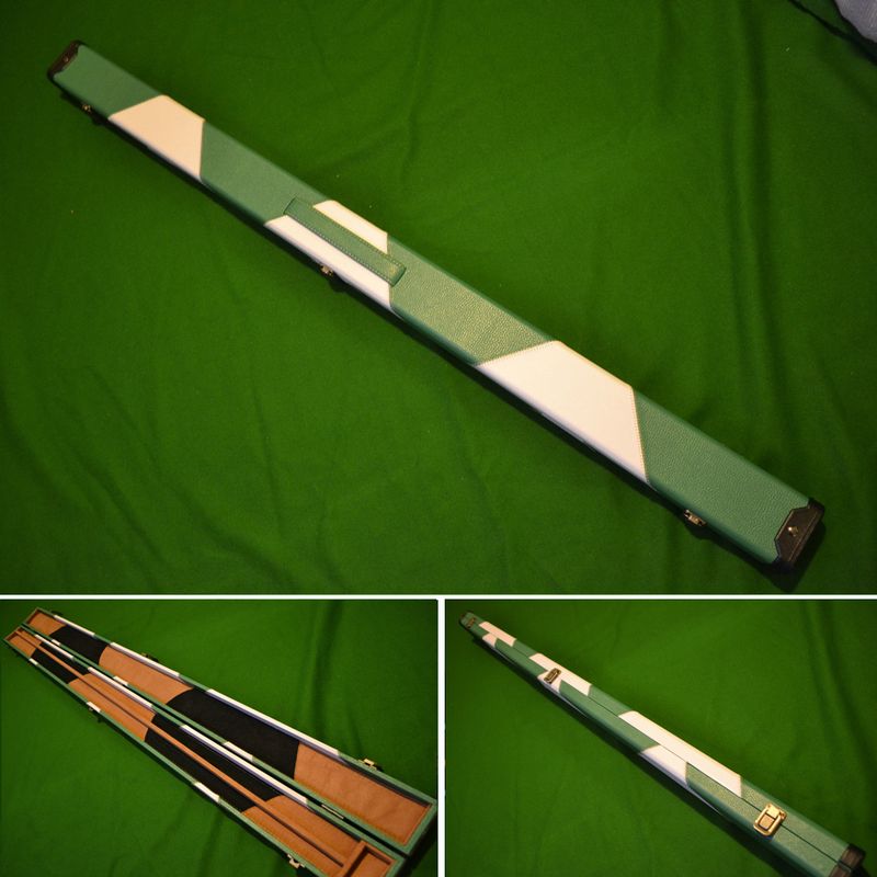 Handmade 3/4 Patch Style Snooker Cue Case - Green/White Handmade 3/4 Patch Style Snooker Cue Case - Green/White