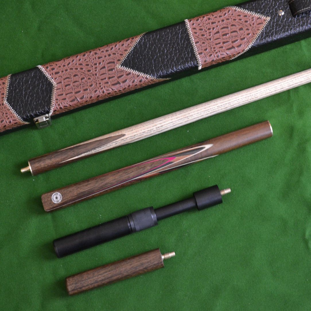 Handmade 4 Piece Snooker Cue Set with Leather Case, Telescopic Extension and Mini Butt Handmade 4 Piece Snooker Cue Set with Leather Case, Telescopic Extension and Mini Butt