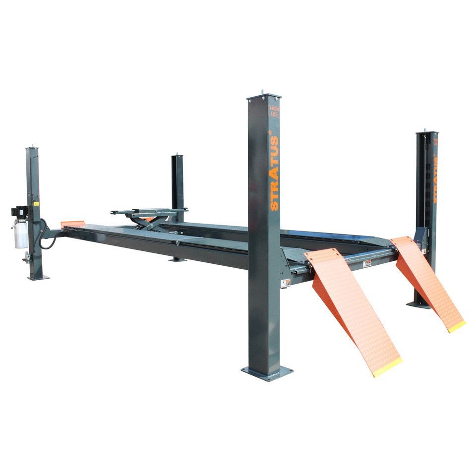 Stratus SAE-414A 4 Post 14,000 LBS Capacity Pneumatic Safety Lock Release Alignment Car Lift