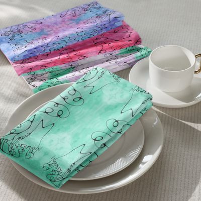 Inspirational Words Watercolor Tie Dye Cloth Napkin Set (4)