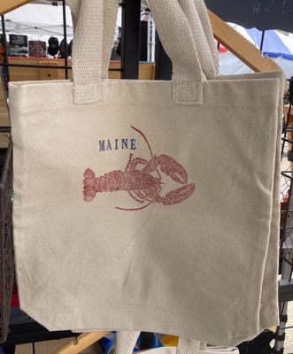 Maine Lobster Linocut Printed Canvas Tote