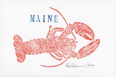 Maine Lobster Linocut Print