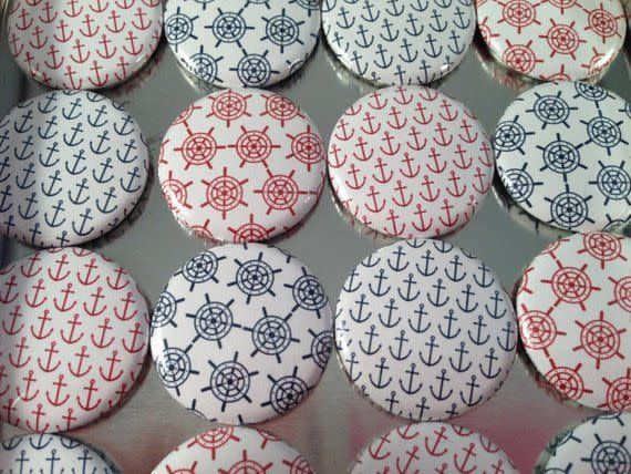 Red &amp; Navy Nautical Magnets