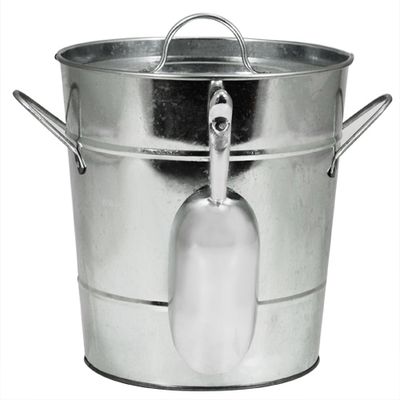 Galvanized Ice Bucket with Scoop and Lid