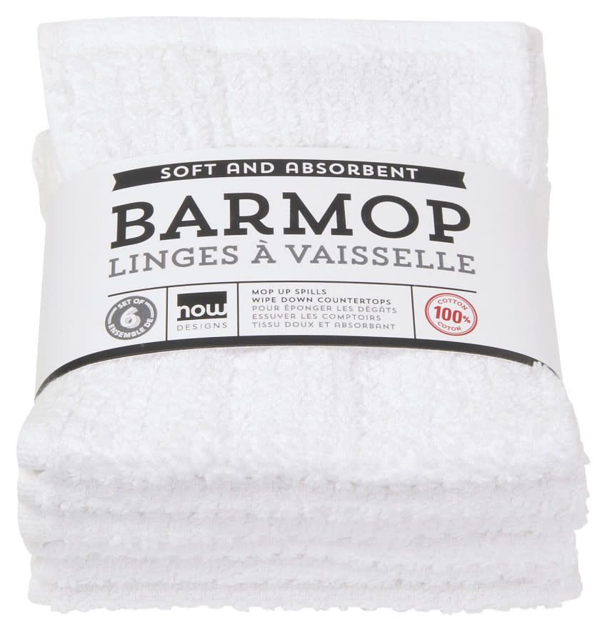 Set of 6 Small White Barmop Dishtowels