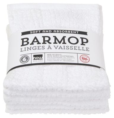 Set of 6 Small White Barmop Dishtowels