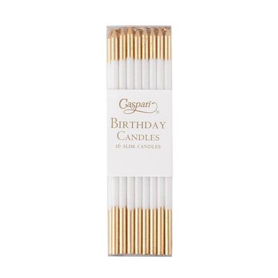 White &amp; Gold Birthday Candles, set of 16