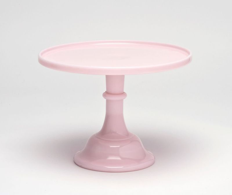 Mosser Rose Pink Glass Cake Stand, 10"
