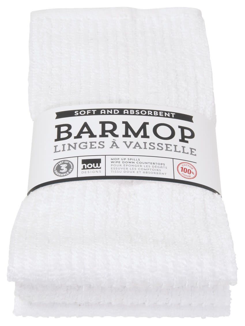 Set of 3 Large White Barmop Dishtowels