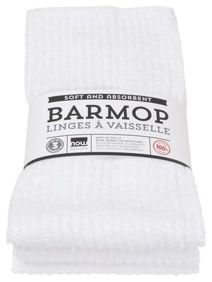 Set of 3 Large White Barmop Dishtowels