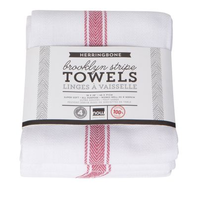 Set of 4 Poppy Brooklyn Stripe Dishtowels