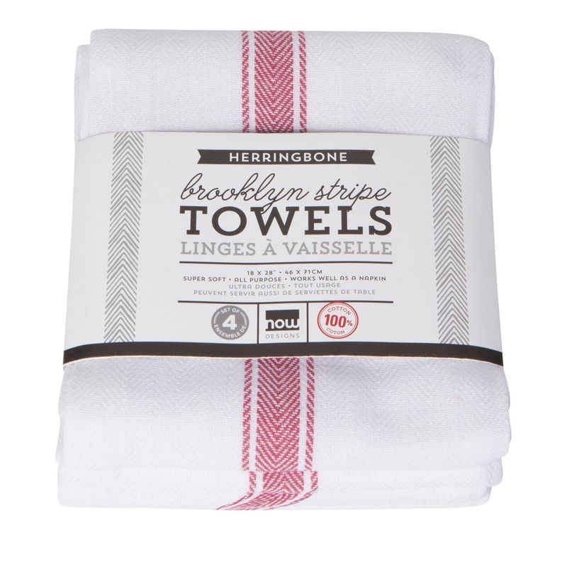 Set of 4 Poppy Brooklyn Stripe Dishtowels