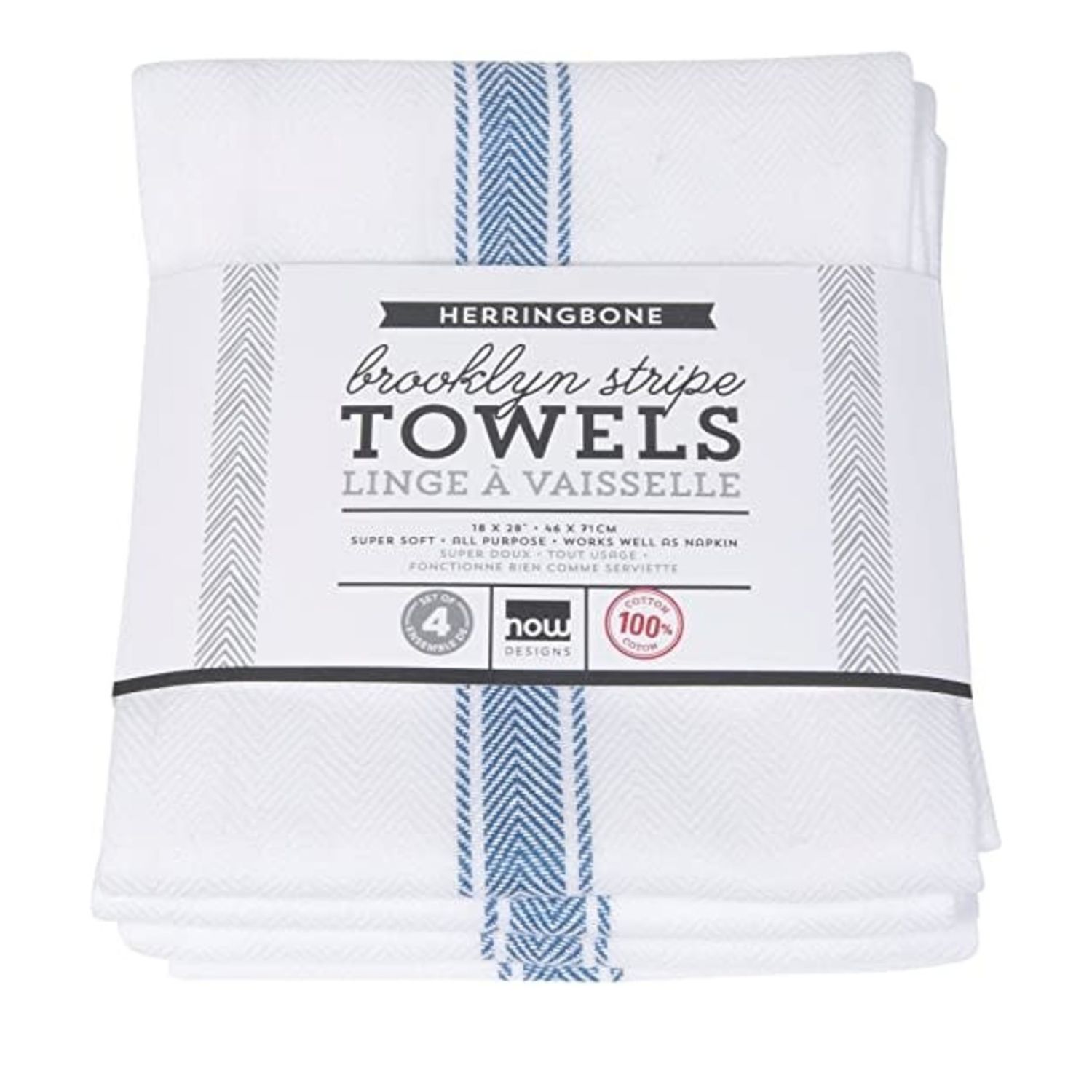Set of 4 Delft Brooklyn Stripe Dishtowels