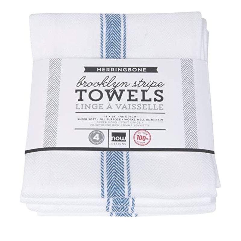Set of 4 Delft Brooklyn Stripe Dishtowels