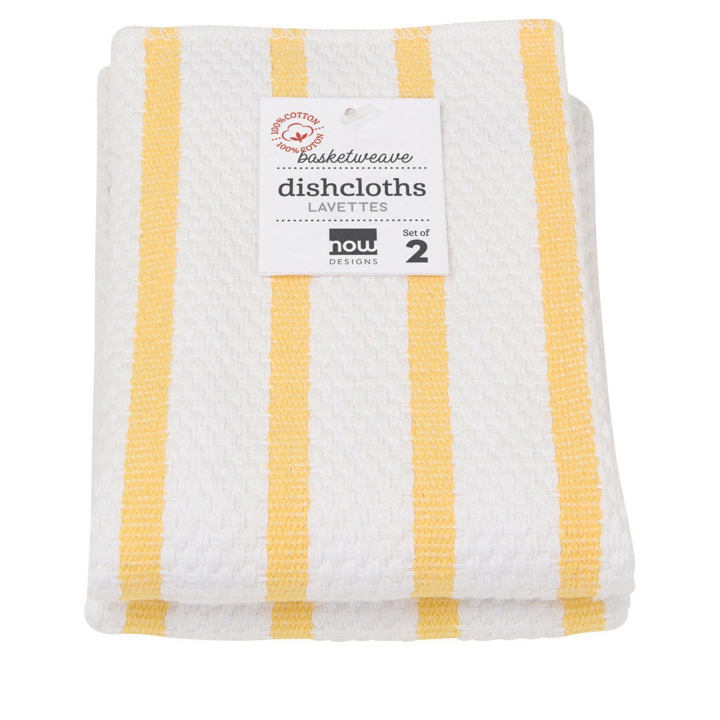 Set of 2 Lemon Basketweave Dishcloths