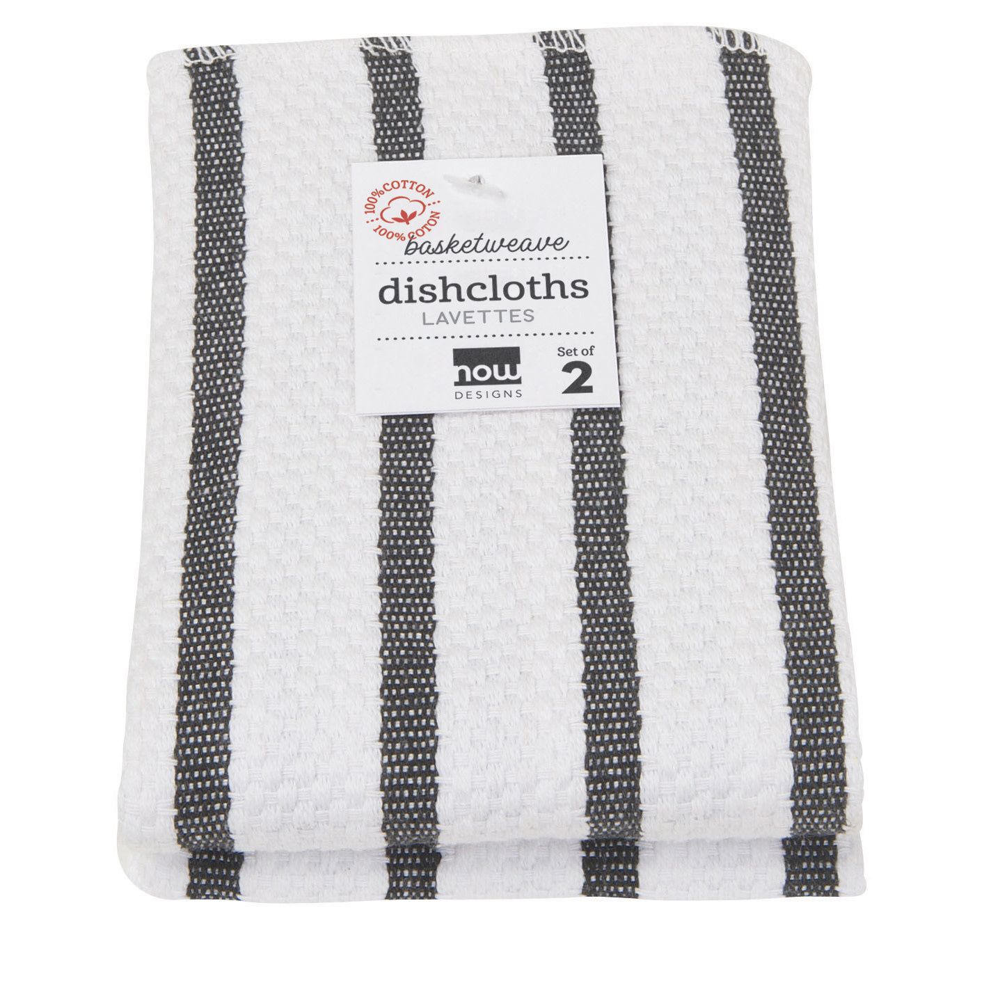 Set of 2 Black Basketweave Dishcloths