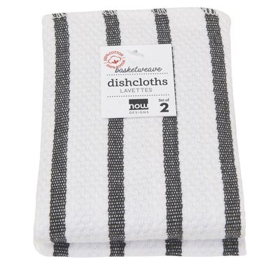 Set of 2 Black Basketweave Dishcloths