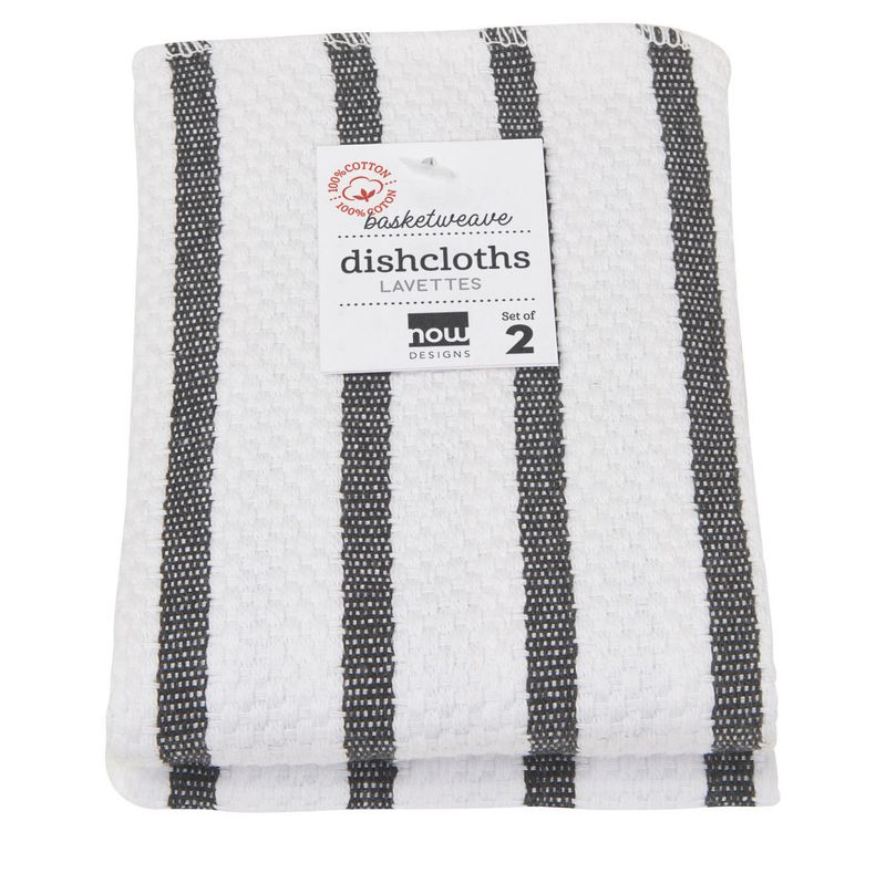Set of 2 Black Basketweave Dishcloths